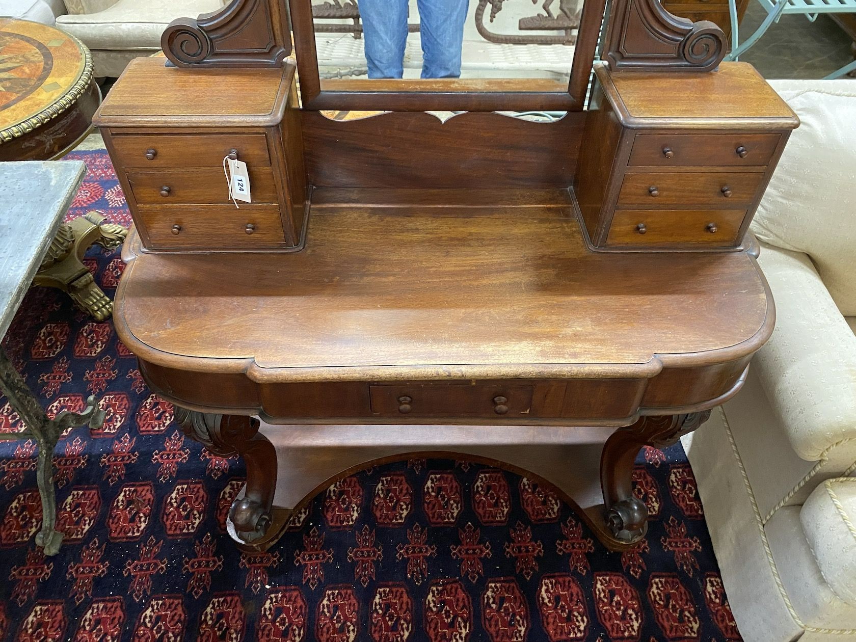 A Victorian mahogany Duchess dressing table, width 118cm, height 150cm